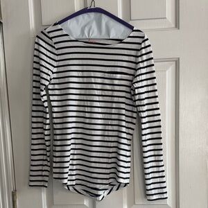 Boden Navy and White Striped Top